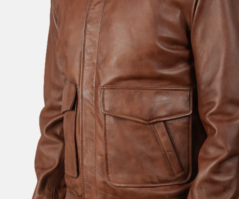 Coffmen Brown A2 Leather Bomber Jacket — view 5