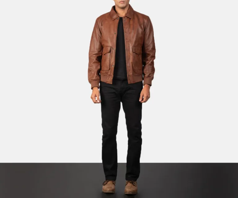 Coffmen Brown A2 Leather Bomber Jacket — view 6