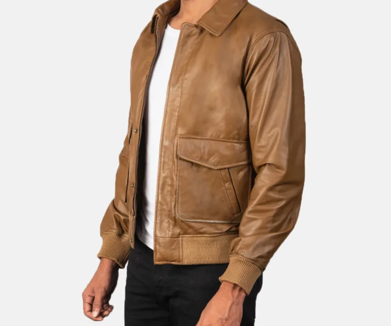 Coffmen Olive Brown A2 Leather Bomber Jacket — view 2