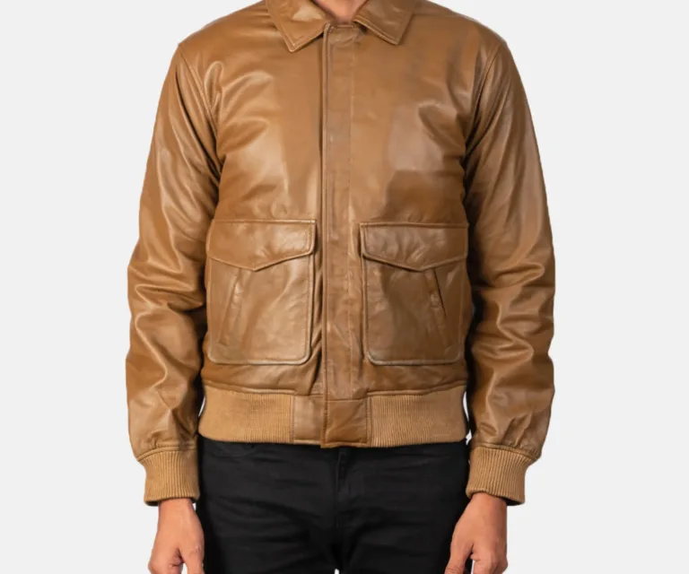 Coffmen Olive Brown A2 Leather Bomber Jacket — view 3