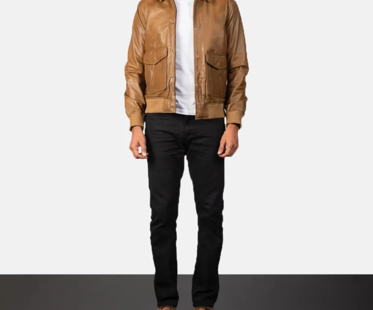 Coffmen Olive Brown A2 Leather Bomber Jacket — view 4