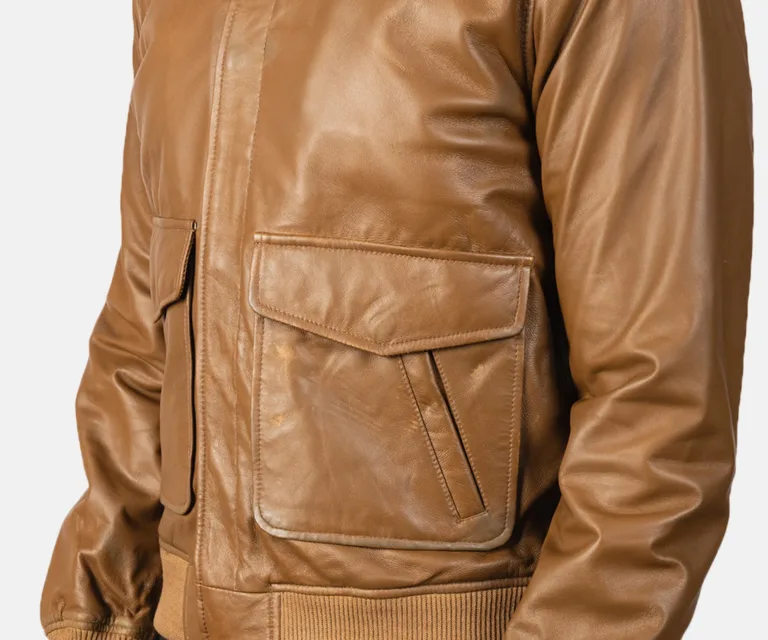 Coffmen Olive Brown A2 Leather Bomber Jacket — view 6