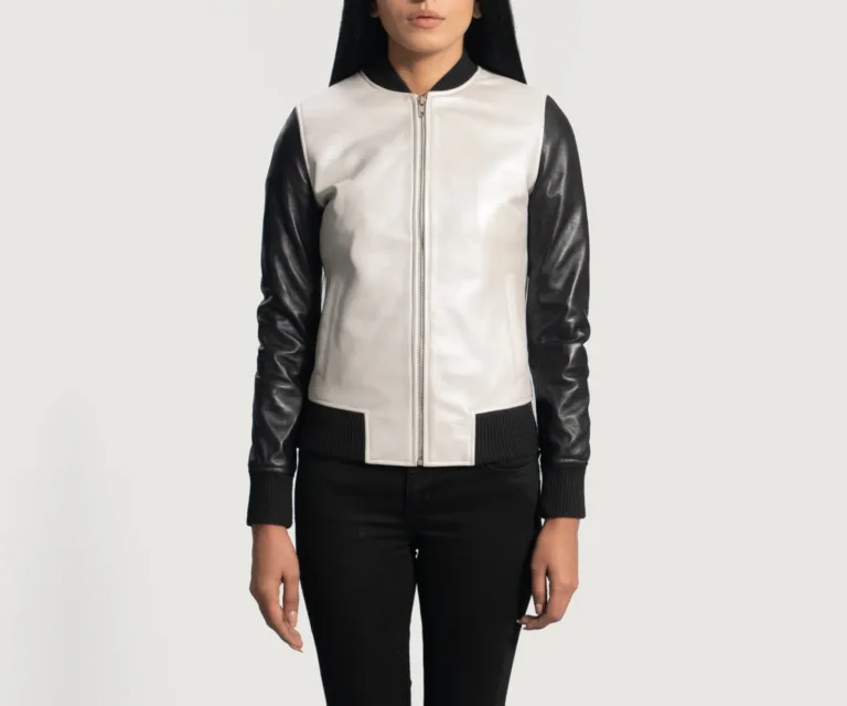 Cole Silver Leather Bomber Jacket Luxury Women's Outerwear — Front Silhouette Hero Presentation