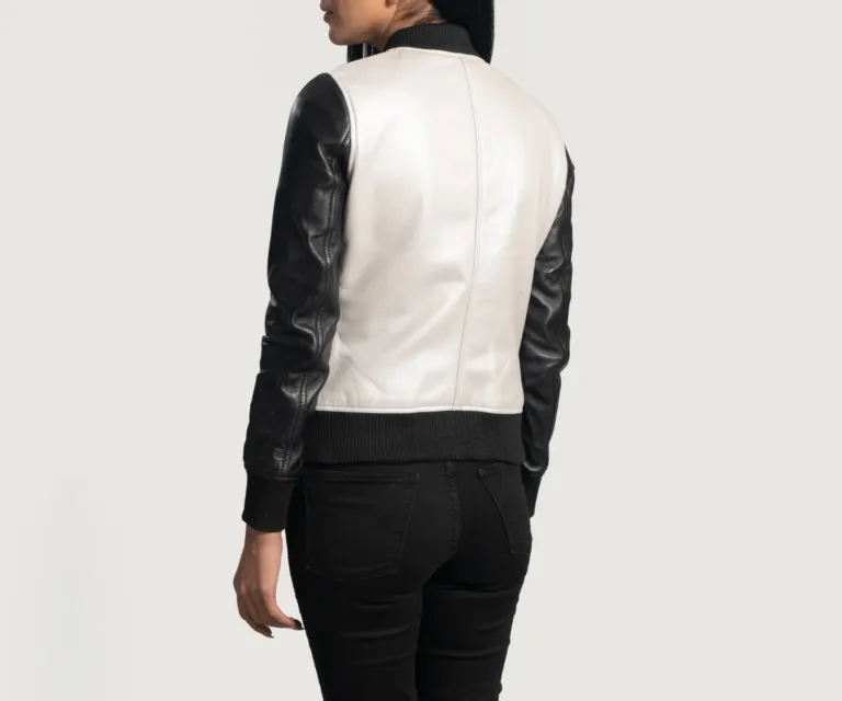 Cole Silver Leather Bomber Jacket Luxury Women's Outerwear — Full-Length Silhouette & Drape