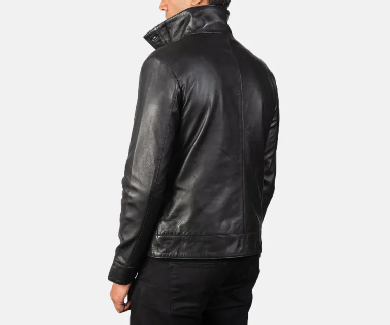 Columbus Black Leather Bomber Jacket — view 5