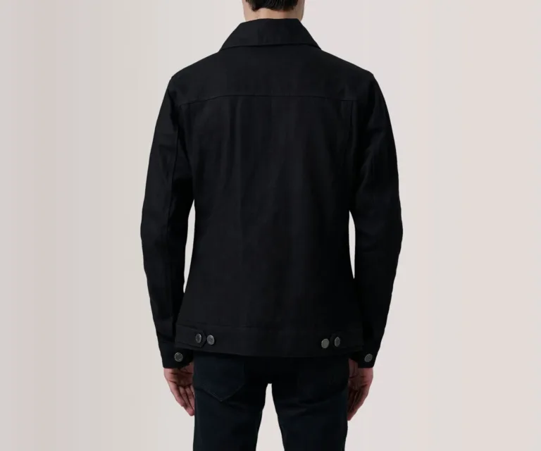 Conard Black Denim Trucker Jacket — Rear Angle View