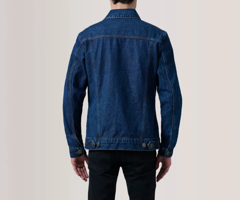 Conard Dark Blue Denim Trucker Jacket — Rear Angle View