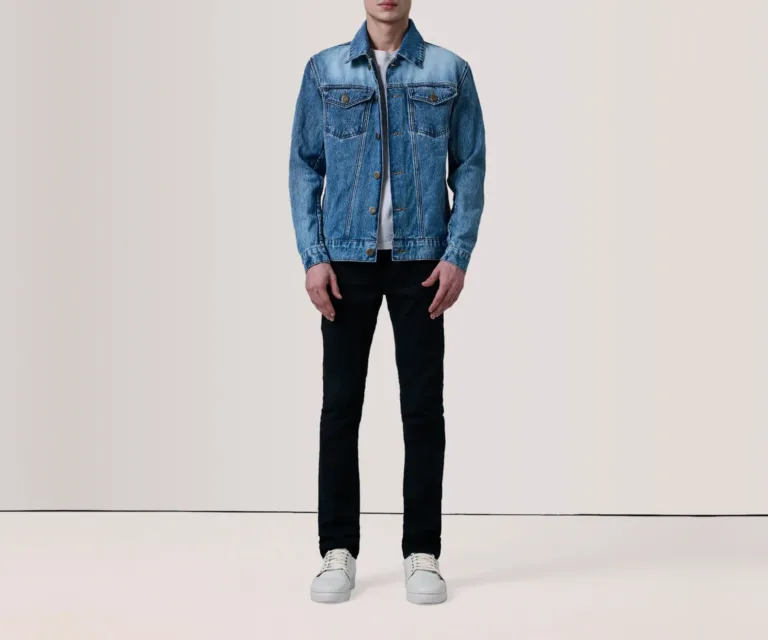 Conard Ice Blue Denim Trucker Jacket — Full Body Perspective