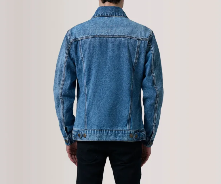 Conard Ice Blue Denim Trucker Jacket — Rear Angle View