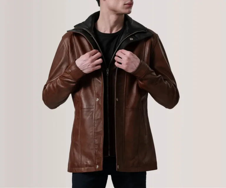 Connor Waxed Brown Leather Coat