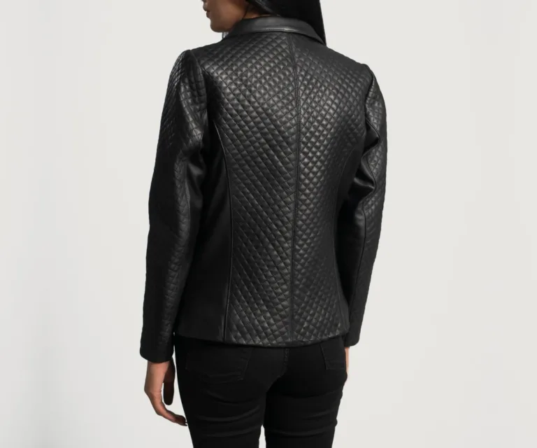 Cora Quilted Black Leather Blazer Luxury Women's Outerwear — Full-Length Silhouette & Drape