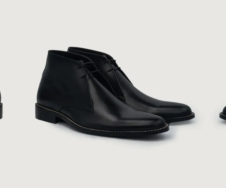 Corry Chukka Black Leather Boots Handcrafted Men's Footwear — Lateral Profile Hero View
