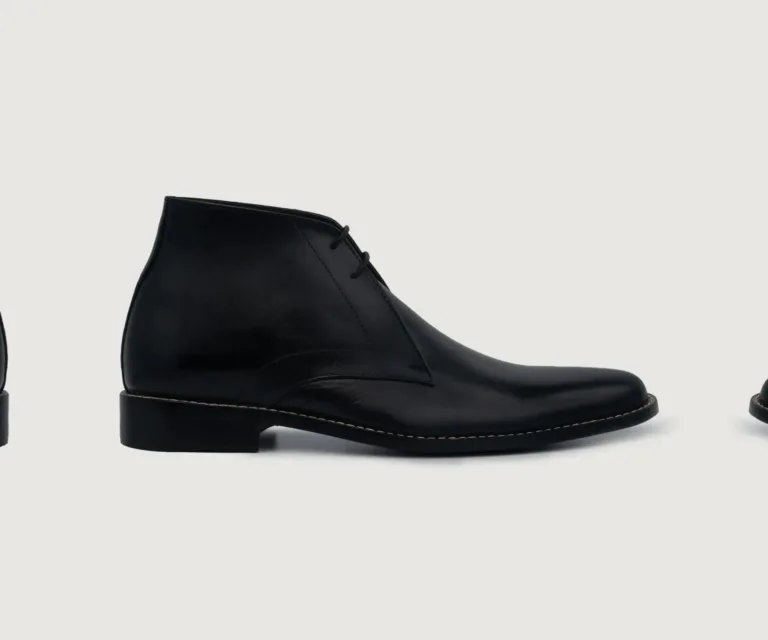 Corry Chukka Black Leather Boots Handcrafted Men's Footwear — Three-Quarter Perspective