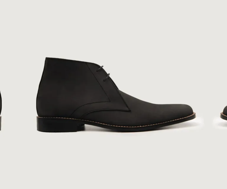 Corry Chukka Black Nubuck Leather Boots Handcrafted Men's Footwear — Three-Quarter Perspective