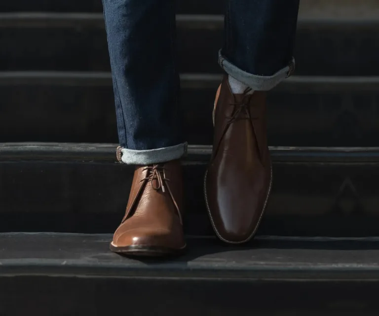 Corry Chukka Brown Leather Boots Handcrafted Men's Footwear — Complete Pair Presentation