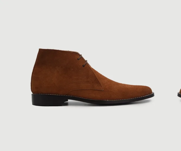 Corry Chukka Brown Suede Leather Boots Handcrafted Men's Footwear — Three-Quarter Perspective