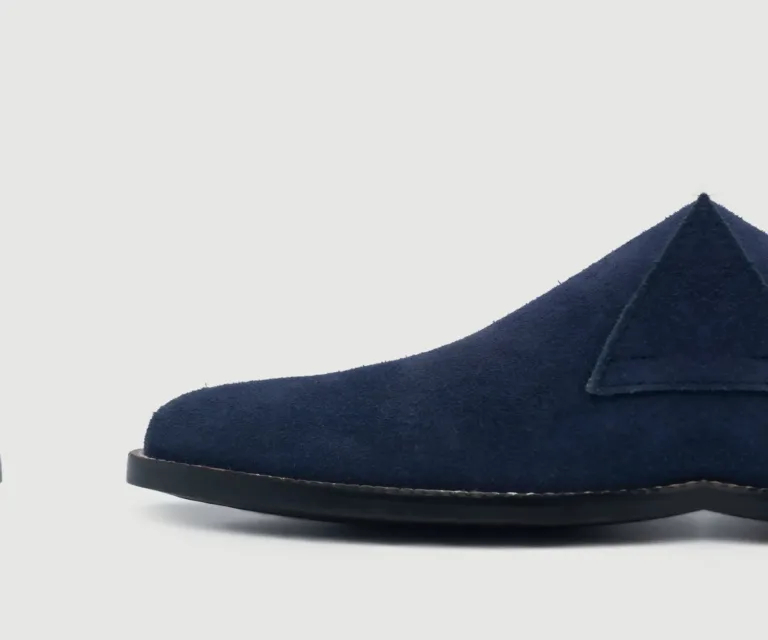 Corry Chukka Midnight Blue Suede Leather Boots Handcrafted Men's Footwear — Outsole Tread & Seam Craftsmanship