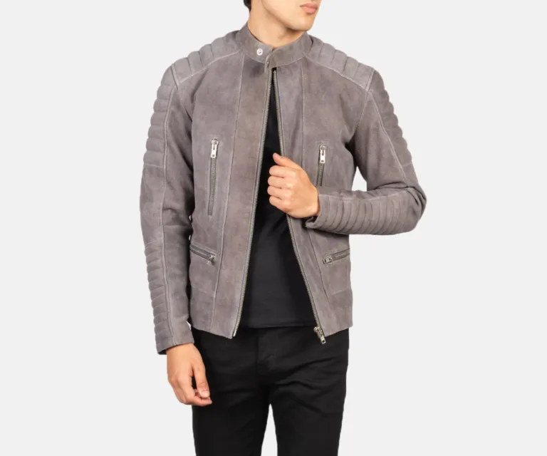 Damian Grey Suede Biker Jacket