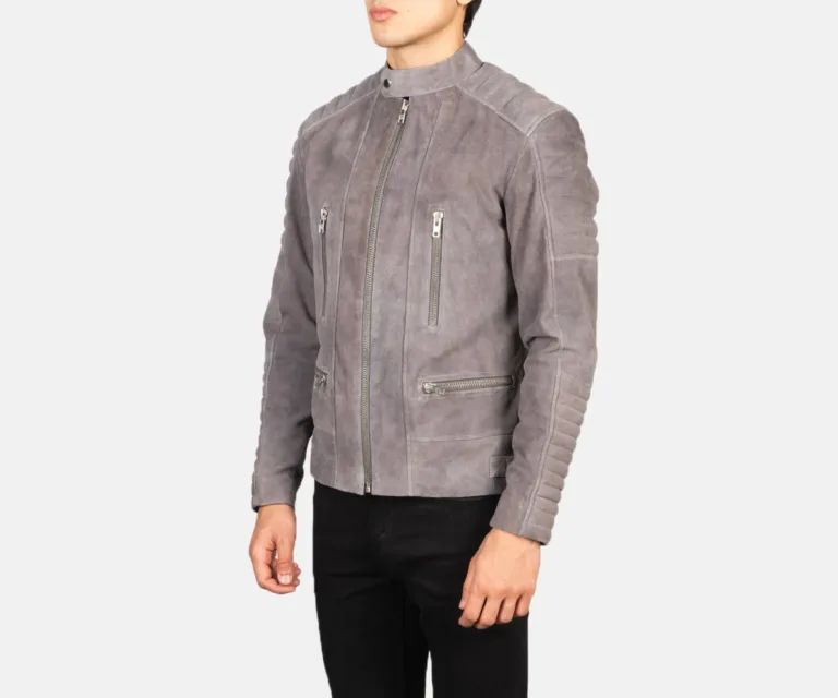 Damian Grey Suede Biker Jacket — view 2