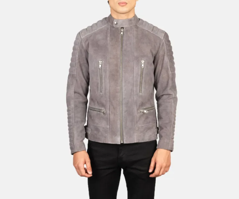 Damian Grey Suede Biker Jacket — view 3