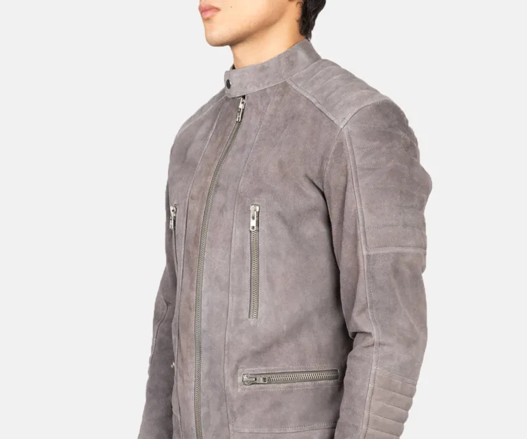 Damian Grey Suede Biker Jacket — view 5