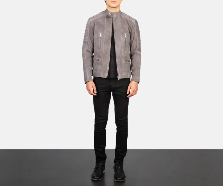 Damian Grey Suede Biker Jacket — view 6