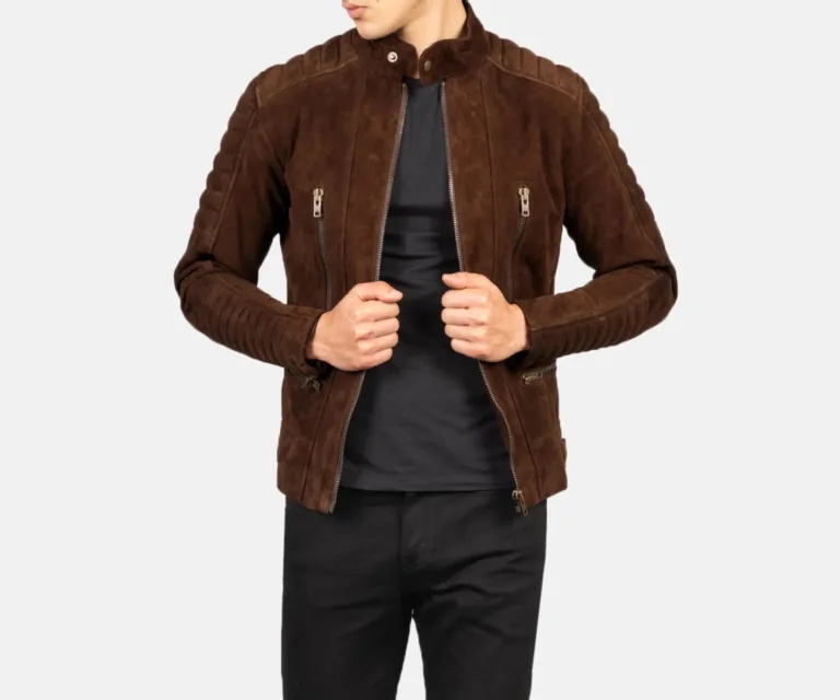Damian Mocha Suede Biker Jacket