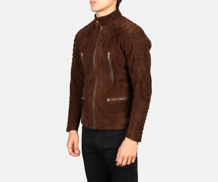Damian Mocha Suede Biker Jacket — view 2