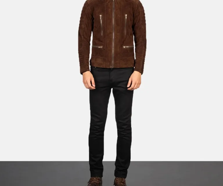 Damian Mocha Suede Biker Jacket — view 3