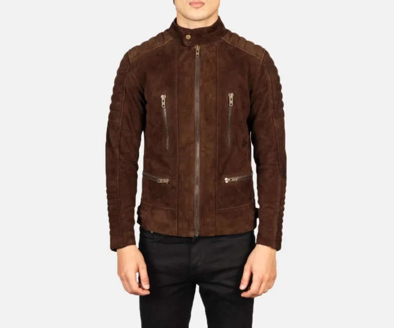 Damian Mocha Suede Biker Jacket — view 4