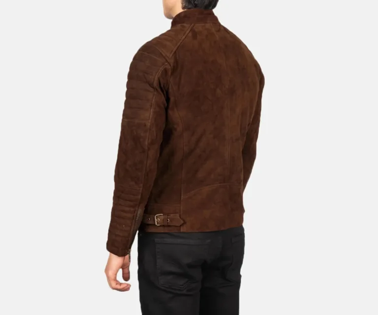 Damian Mocha Suede Biker Jacket — view 5