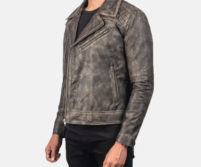 Danny Quilted Brown Leather Biker Jacket — view 2