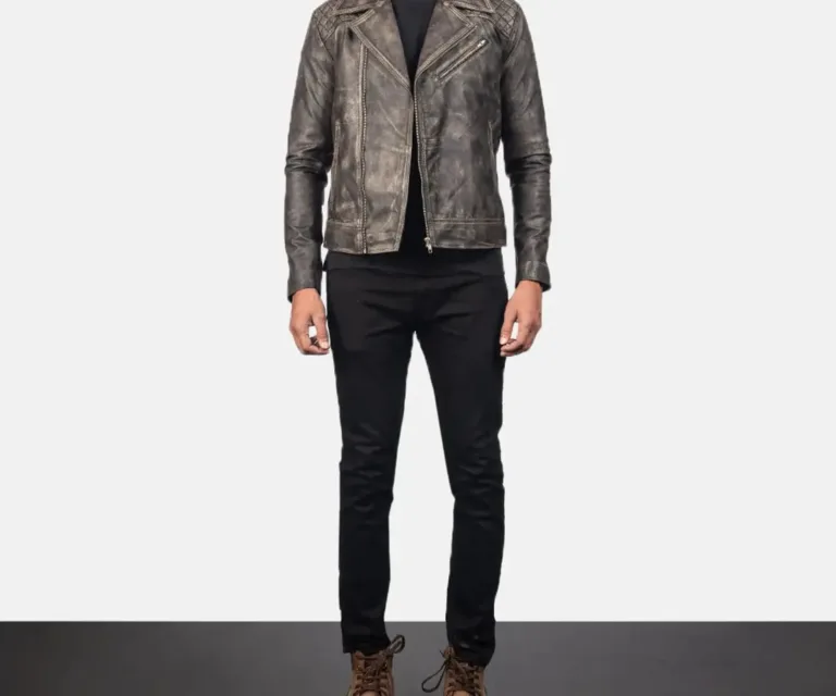 Danny Quilted Brown Leather Biker Jacket — view 3