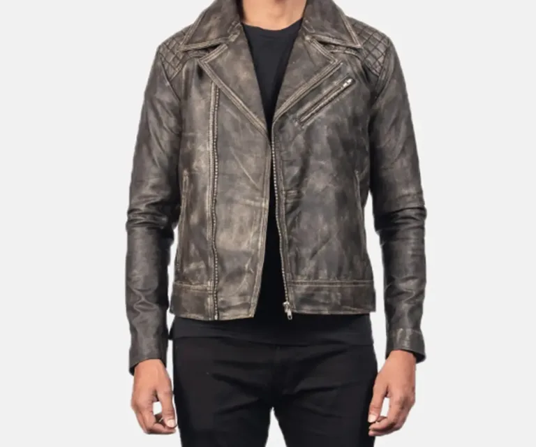 Danny Quilted Brown Leather Biker Jacket — view 4
