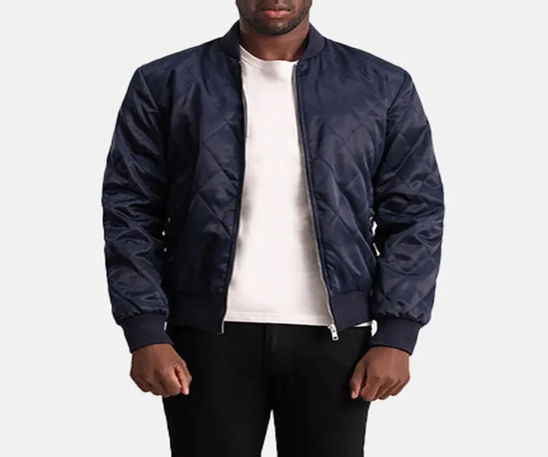 Danson Quilted Blue Varsity Jacket — view 3