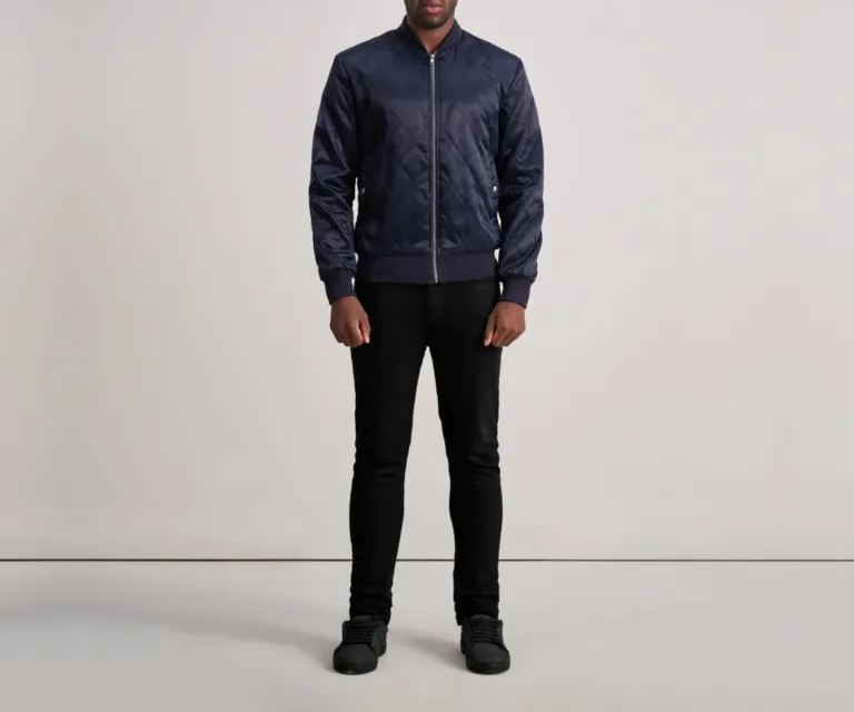 Danson Quilted Blue Varsity Jacket — view 4