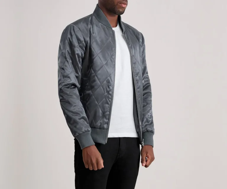 Danson Quilted Grey Varsity Jacket — view 2