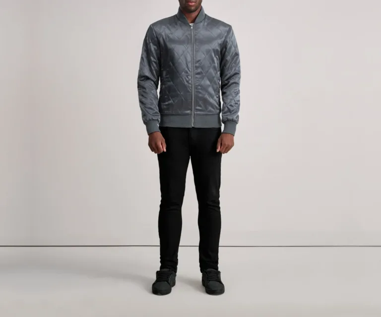 Danson Quilted Grey Varsity Jacket — view 5