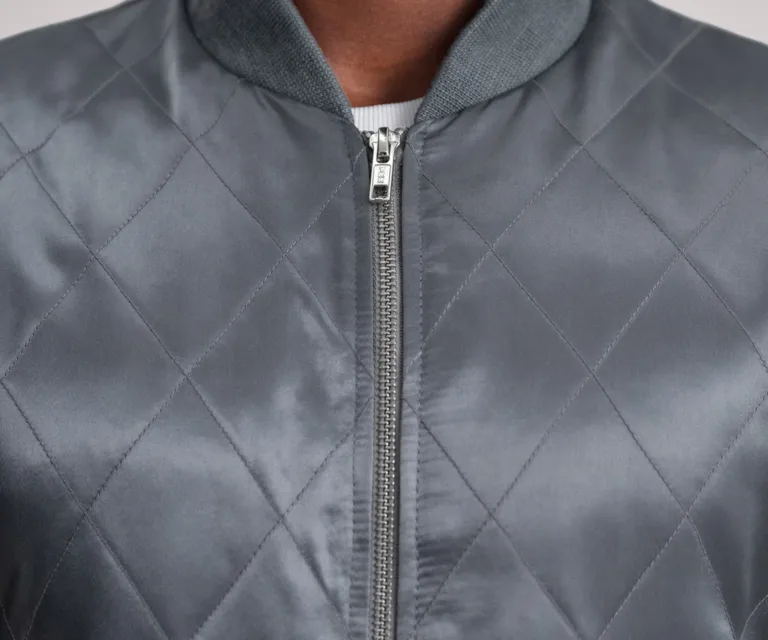 Danson Quilted Grey Varsity Jacket — view 6
