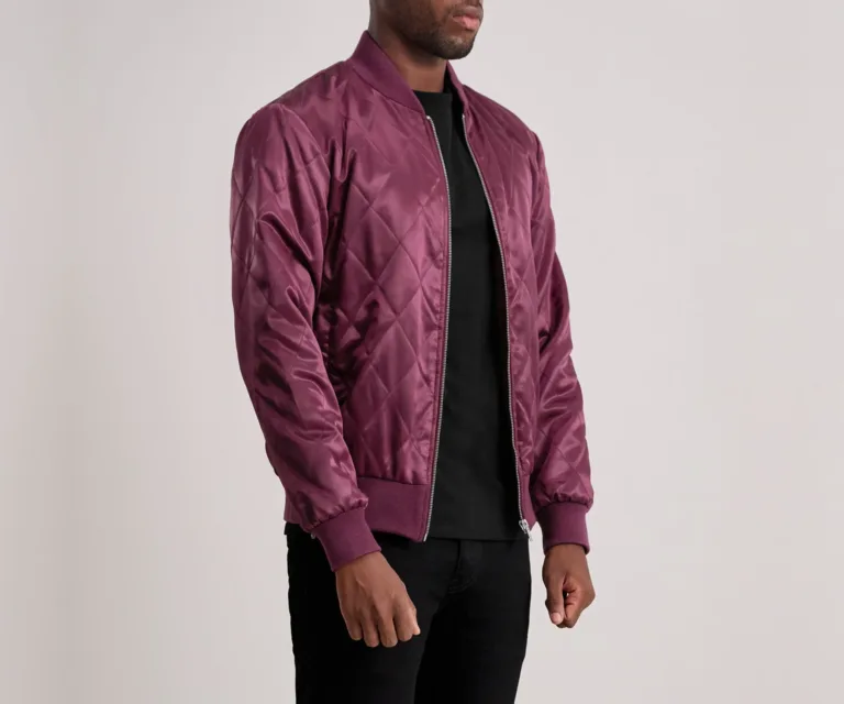 Danson Quilted Maroon Varsity Jacket — view 2