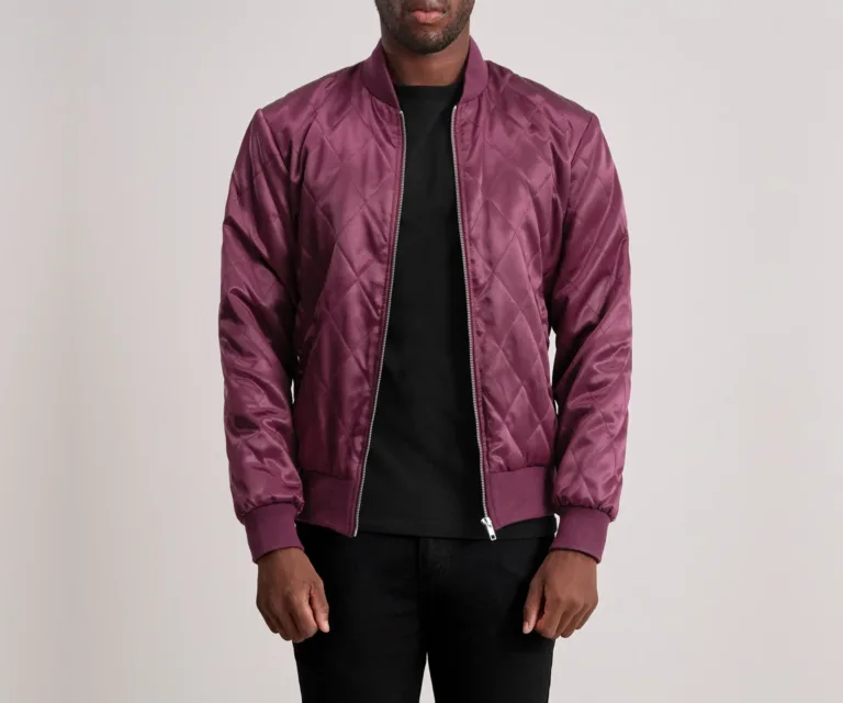 Danson Quilted Maroon Varsity Jacket — view 3