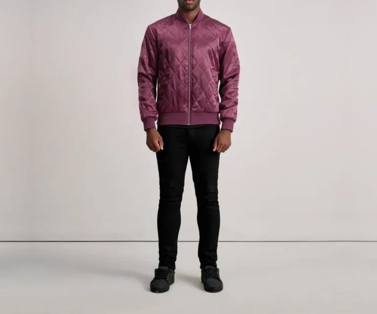 Danson Quilted Maroon Varsity Jacket — view 4