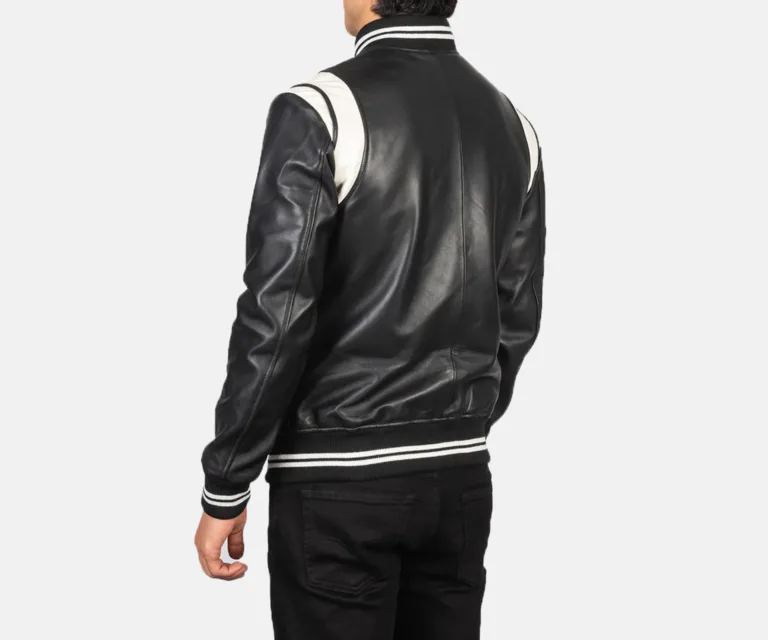 Dantee Black Leather Varsity Jacket — view 5