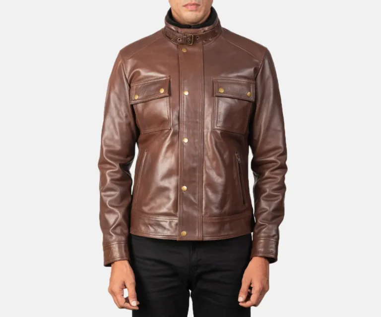 Darren Brown Leather Biker Jacket — Rear Back View & Clean Hemline