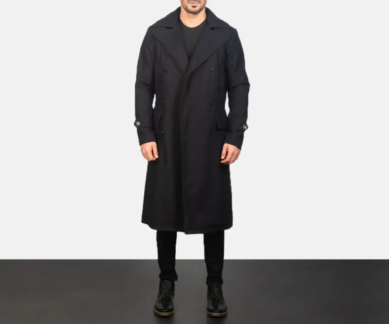 Detective Black Wool Coat — Front Hero View