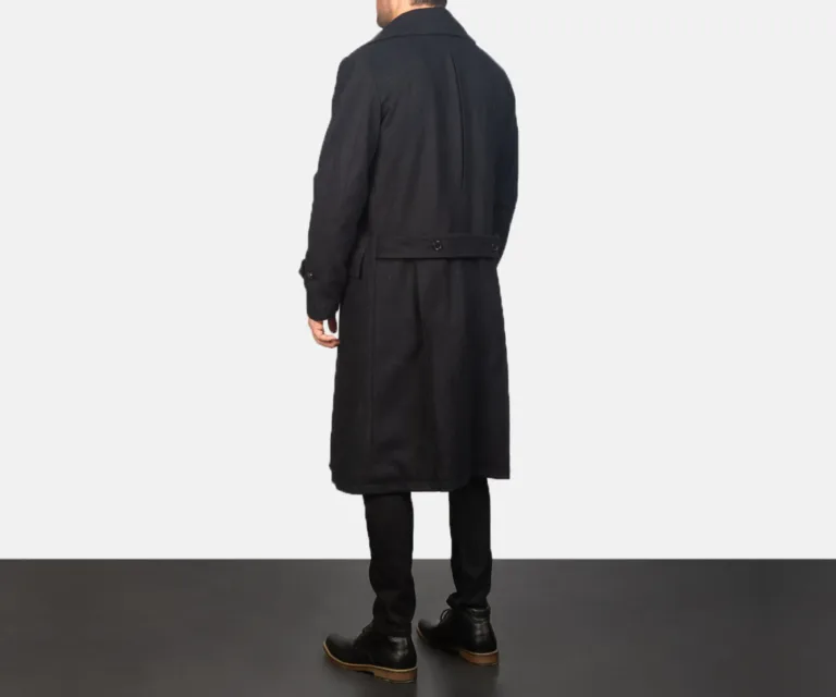 Detective Black Wool Coat — Macro Hardware & Seam Construction