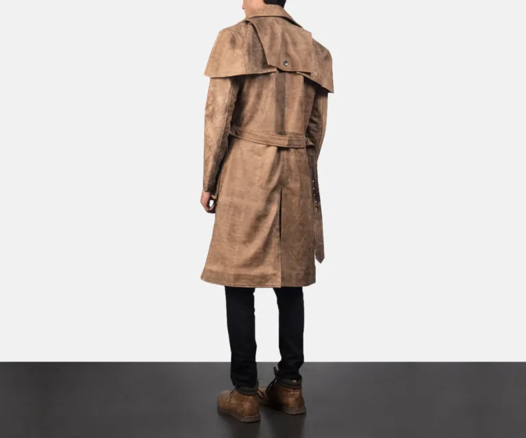 Deux Brown Leather Duster — Front Detail & Closure