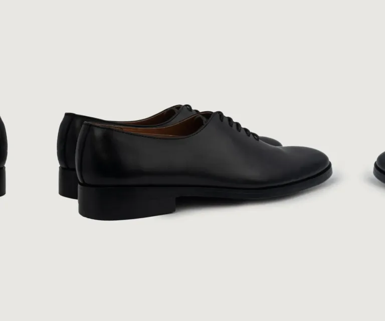Director Wholecut Black Leather Shoes Handcrafted Men's Footwear — Heel Counter & Rear View