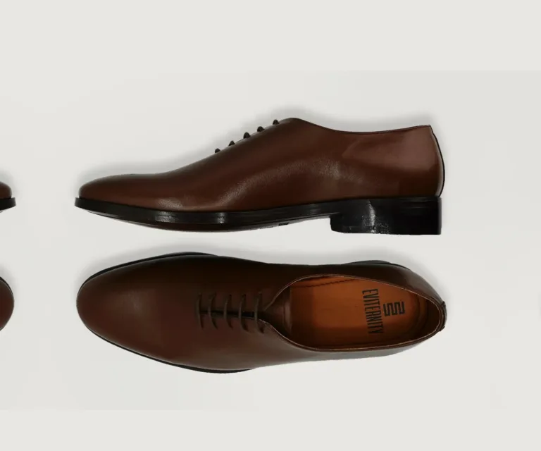 Director Wholecut Brown Leather Shoes Handcrafted Men's Footwear — Toe Cap & Vamp Detail