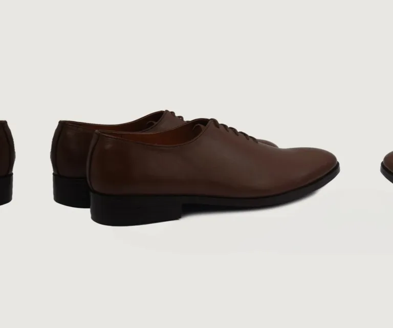 Director Wholecut Brown Leather Shoes Handcrafted Men's Footwear — Heel Counter & Rear View